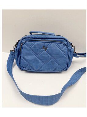 Lug Boomer Quilted Crossbody Bag Blue Shoulder Strap RFID Zip Pockets